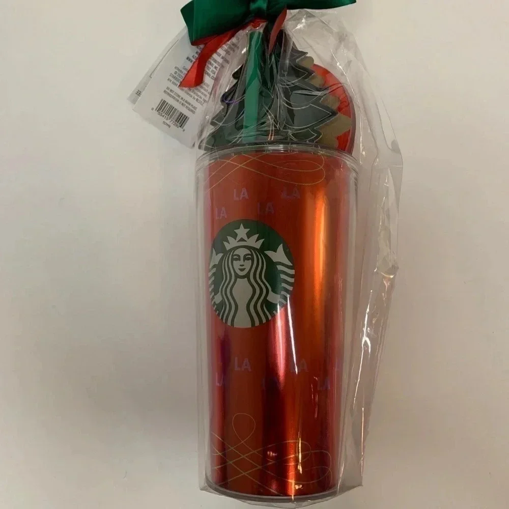 Starbucks 16 oz Holiday Tumbler With Straw 16 oz Red